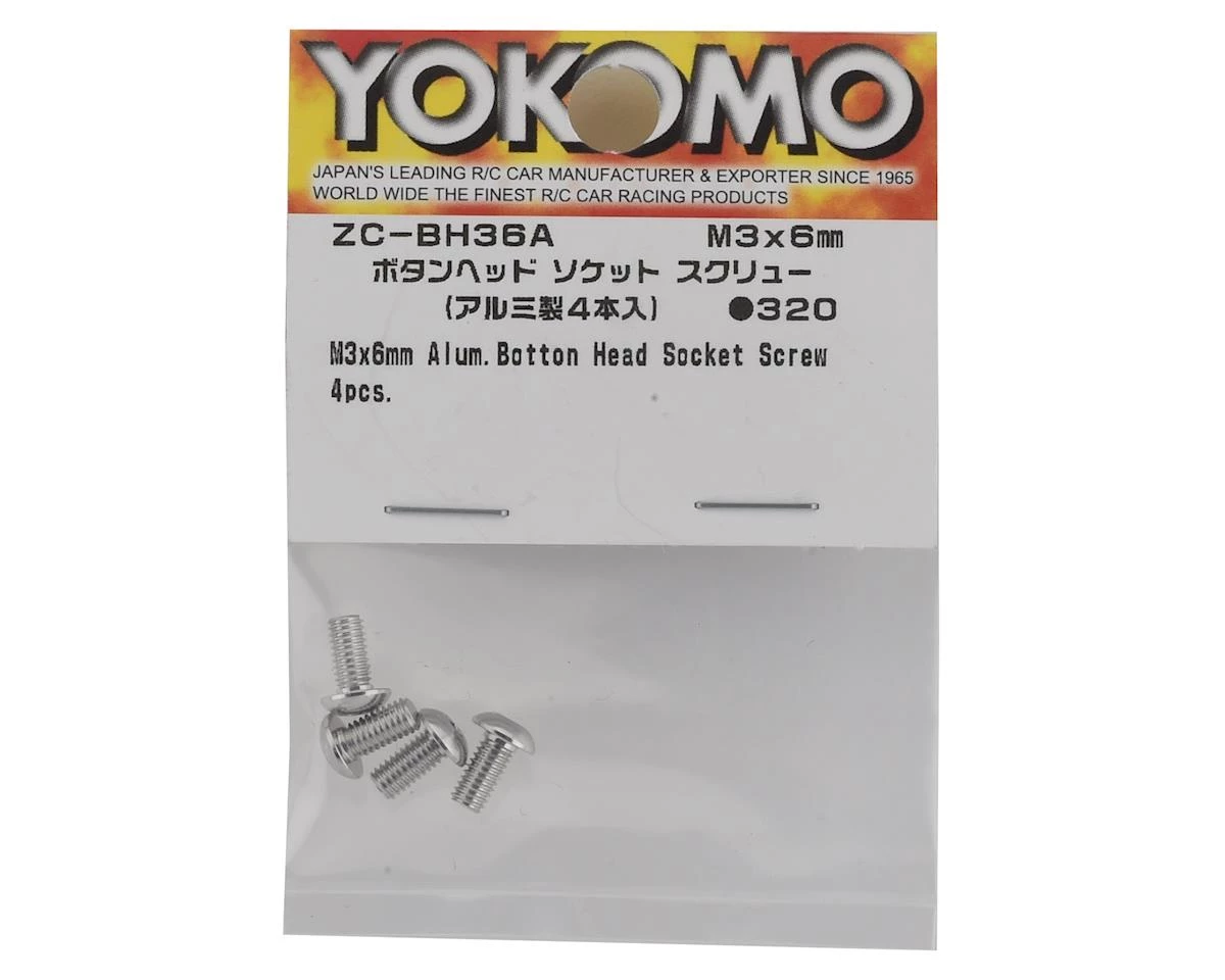 Yokomo 3x6mm Aluminum BD9 Button Head Hex Screw (4) - Image 2