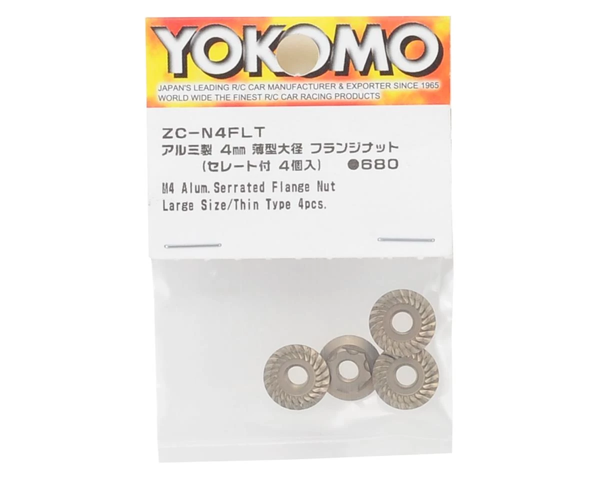 Yokomo 4mm Thin Aluminum Serrated Flanged Nut (4) - Image 2
